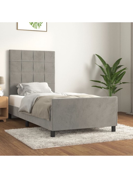 Rám postele bez matrace světle šedý 90 x 200 cm samet