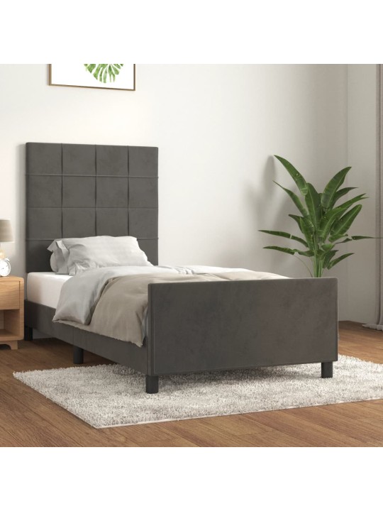 Rám postele bez matrace tmavě šedý 90 x 200 cm samet