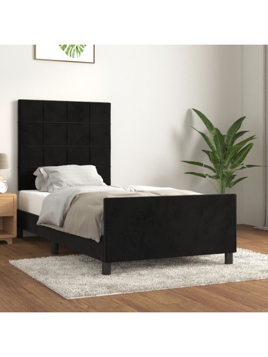 Rám postele s čelem černý 90x200 cm samet