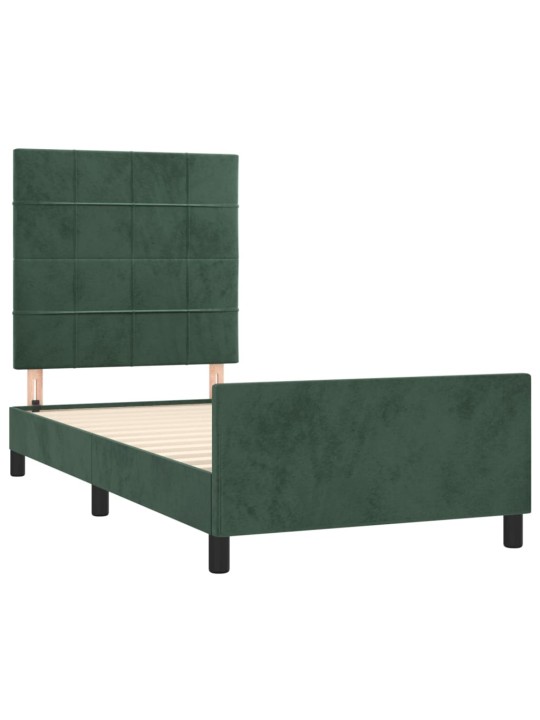 Rám postele bez matrace tmavě zelená 90 x 200 cm samet