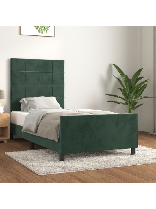Rám postele bez matrace tmavě zelená 90 x 200 cm samet