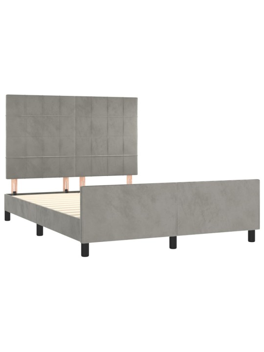 Rám postele bez matrace světle šedý 140 x 190 cm samet