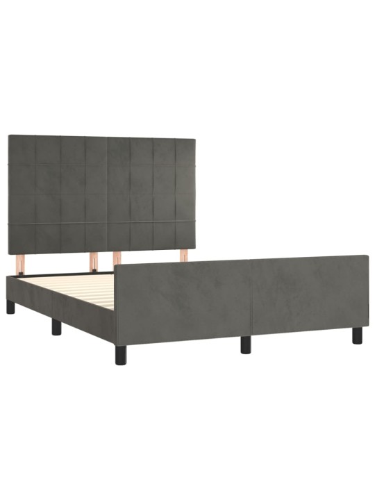 Rám postele bez matrace tmavě šedý 140 x 190 cm samet