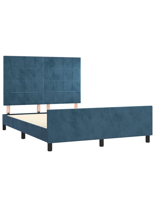 Rám postele bez matrace tmavě modrý 140x190 cm samet