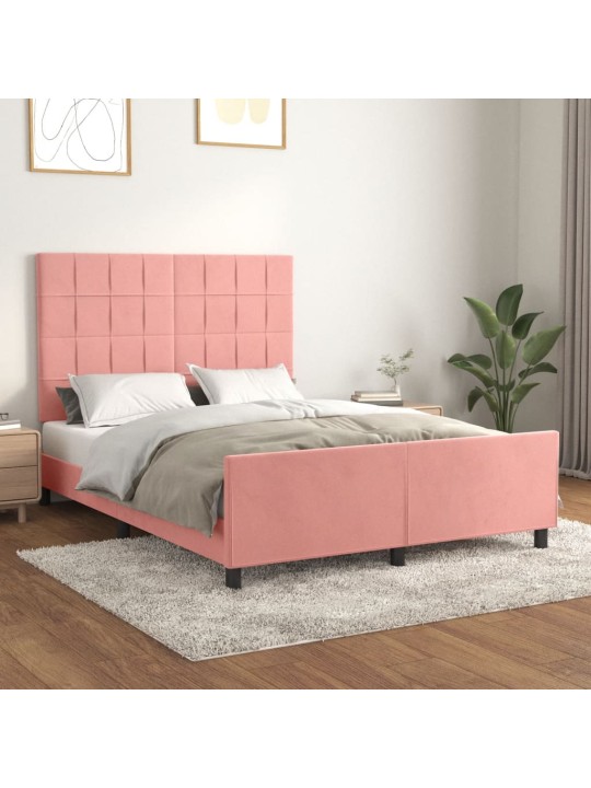 Rám postele s čelem růžový 140x190 cm samet