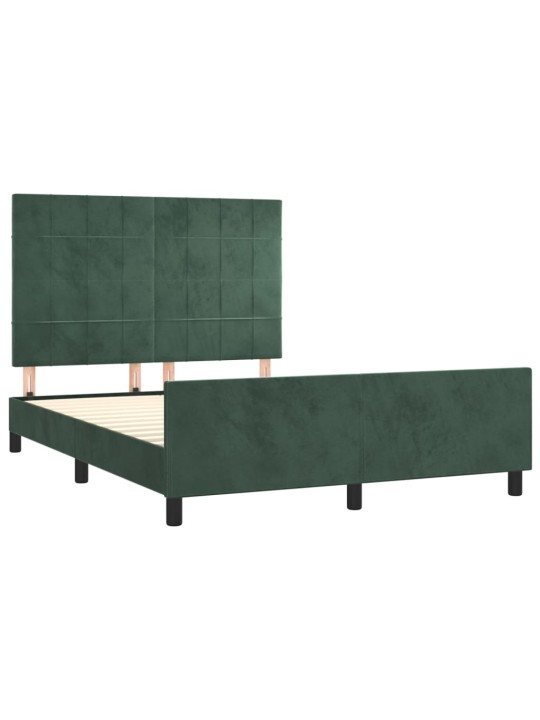 Rám postele bez matrace tmavě zelená 140 x 200 cm samet