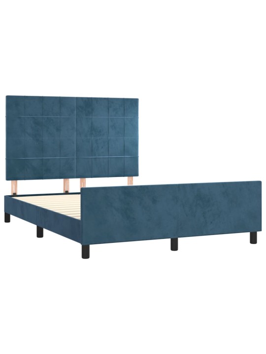 Rám postele bez matrace tmavě modrý 140x200 cm samet