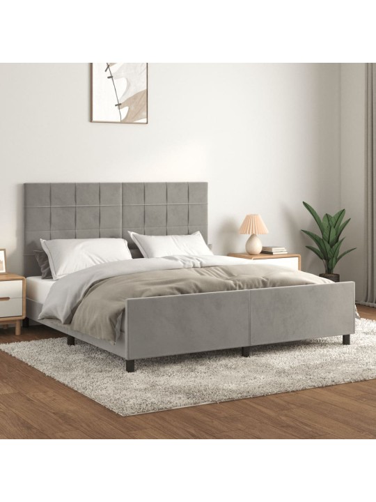 Rám postele bez matrace světle šedý 160 x 200 cm samet