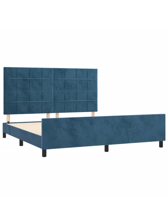 Rám postele s čelem tmavě modrý 180x200 cm samet
