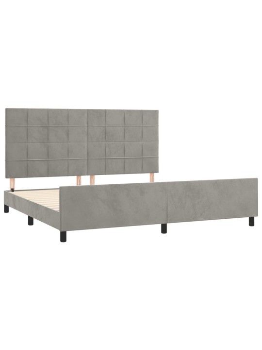 Rám postele bez matrace světle šedý 200 x 200 cm samet