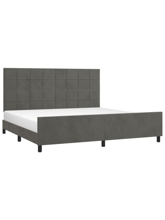 Rám postele bez matrace tmavě šedý 200 x 200 cm samet