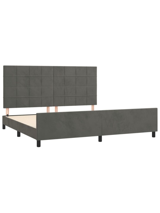 Rám postele bez matrace tmavě šedý 200 x 200 cm samet
