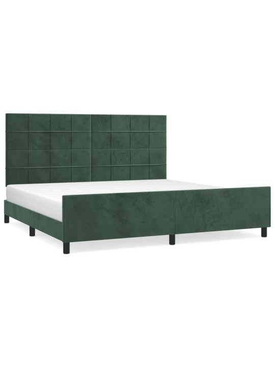 Rám postele bez matrace tmavě zelená 200 x 200 cm samet