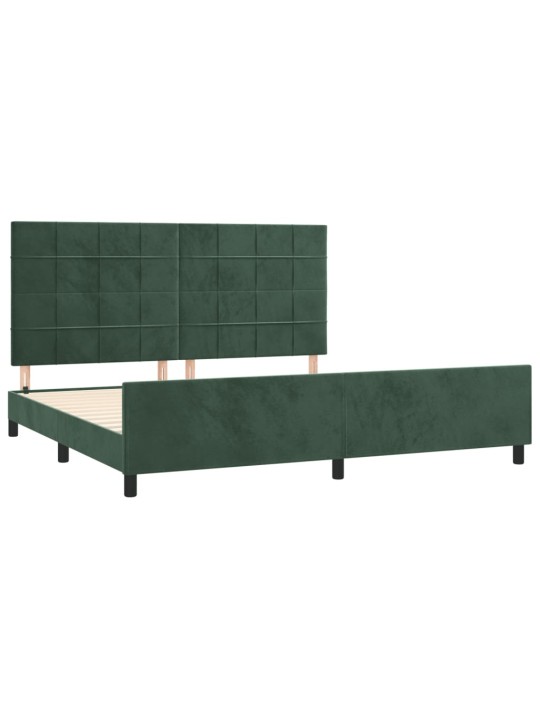 Rám postele bez matrace tmavě zelená 200 x 200 cm samet