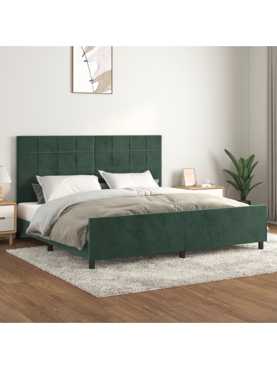 Rám postele bez matrace tmavě zelená 200 x 200 cm samet