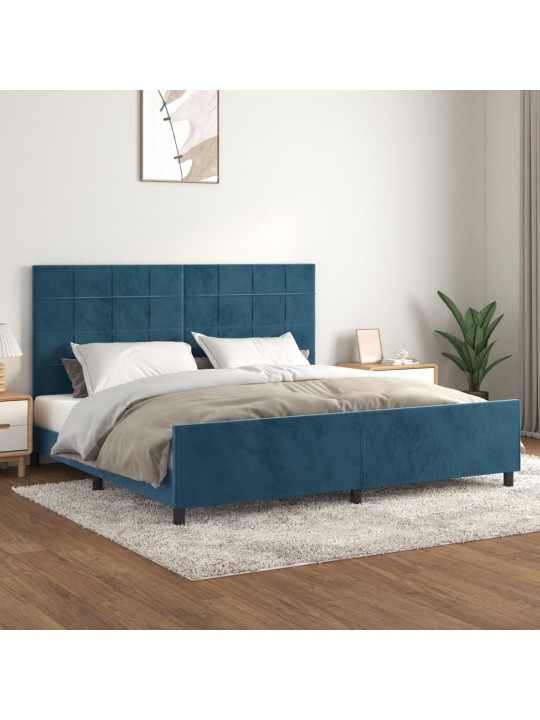 Rám postele bez matrace tmavě modrý 200x200 cm samet