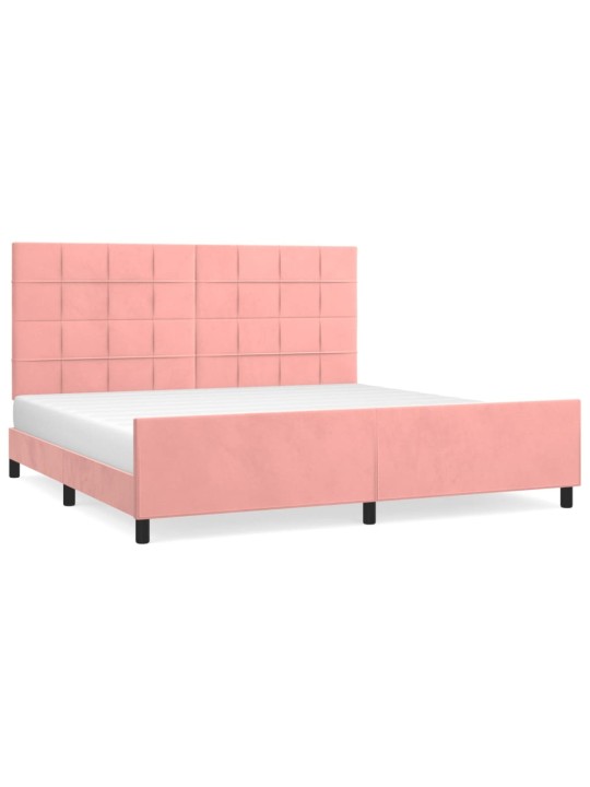Rám postele s čelem růžový 200x200 cm samet