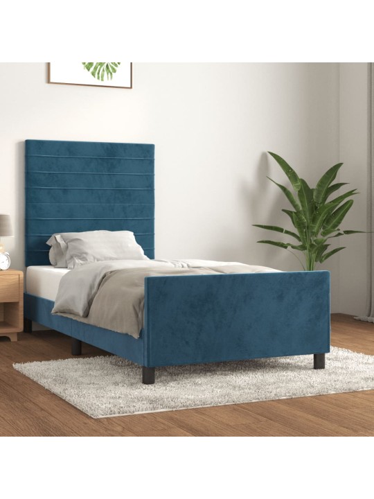 Rám postele bez matrace tmavě modrý 90x190 cm samet