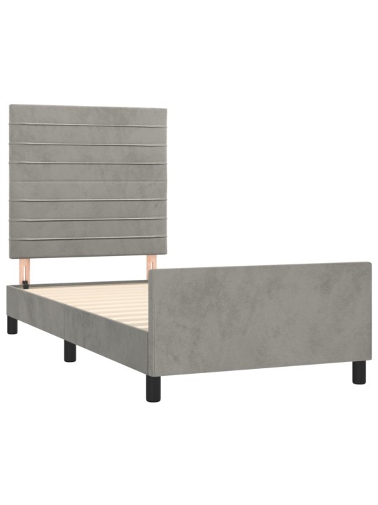 Rám postele bez matrace světle šedý 90 x 200 cm samet