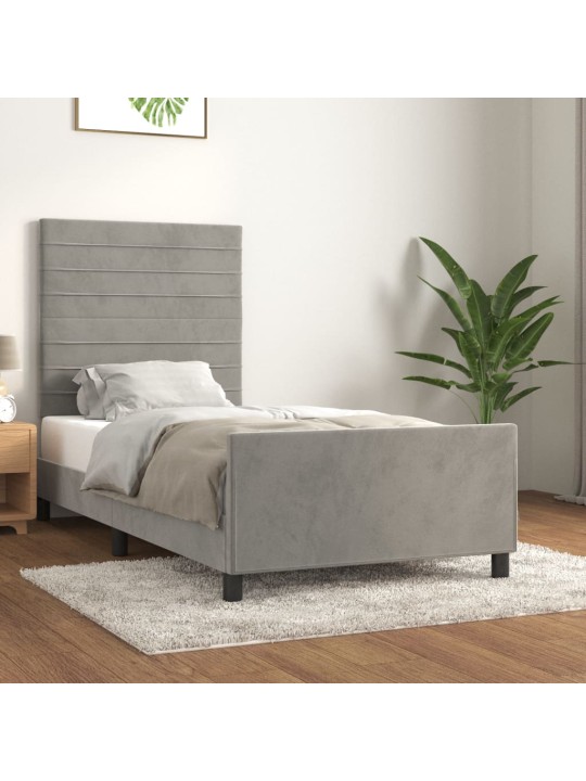 Rám postele bez matrace světle šedý 90 x 200 cm samet