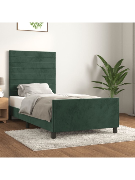 Rám postele bez matrace tmavě zelená 90 x 200 cm samet