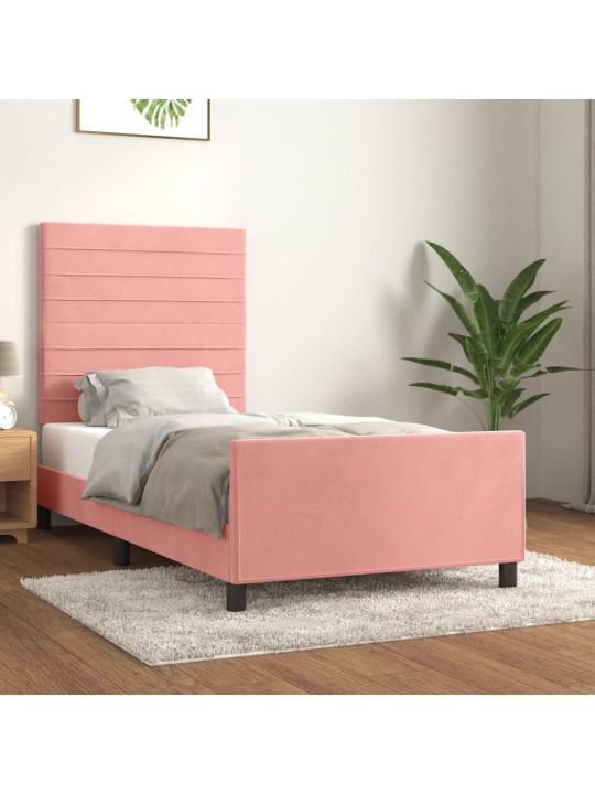 Rám postele s čelem růžový 90x200 cm samet