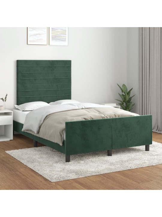 Rám postele bez matrace tmavě zelená 120 x 200 cm samet