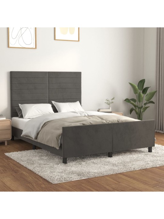 Rám postele bez matrace tmavě šedý 140 x 190 cm samet