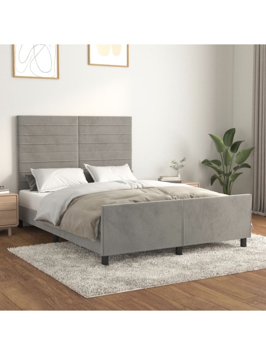Rám postele bez matrace světle šedý 140 x 200 cm samet