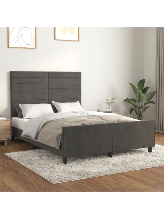 Rám postele bez matrace tmavě šedá 140 x 200 cm samet