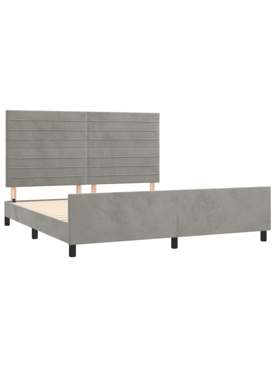 Rám postele bez matrace světle šedý 160 x 200 cm samet