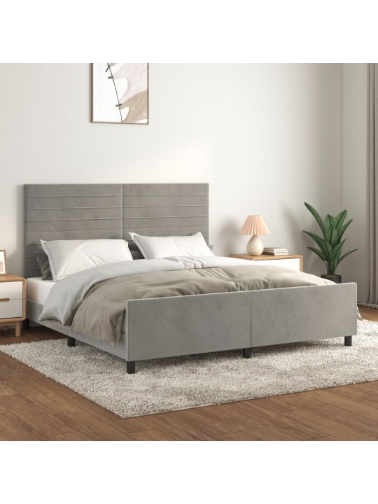 Rám postele bez matrace světle šedý 160 x 200 cm samet