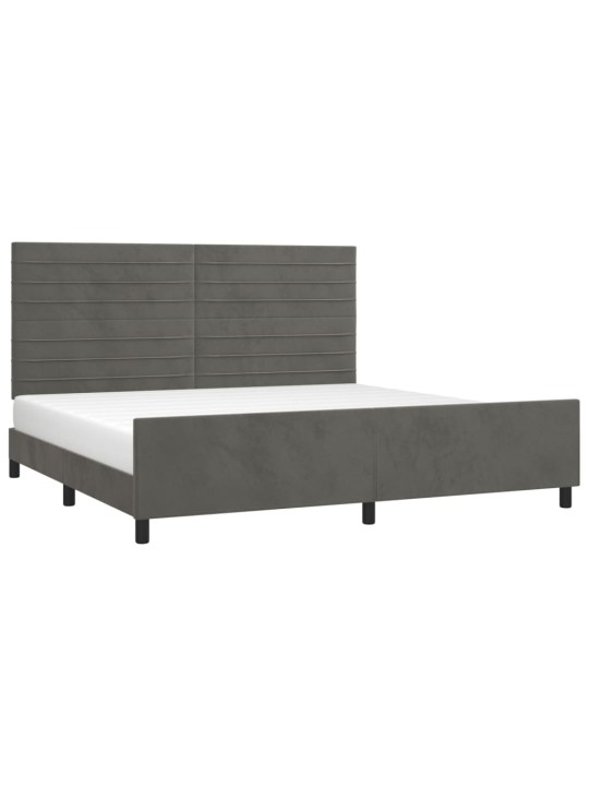 Rám postele bez matrace tmavě šedý 200 x 200 cm samet