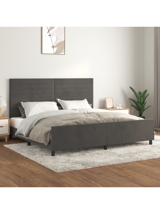 Rám postele bez matrace tmavě šedý 200 x 200 cm samet