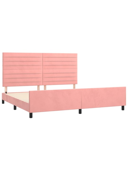 Rám postele s čelem růžový 200x200 cm samet