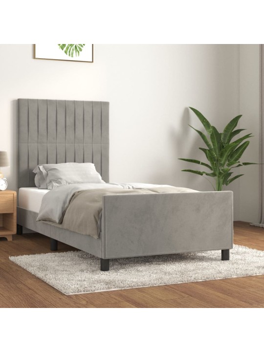Rám postele bez matrace světle šedý 90 x 200 cm samet