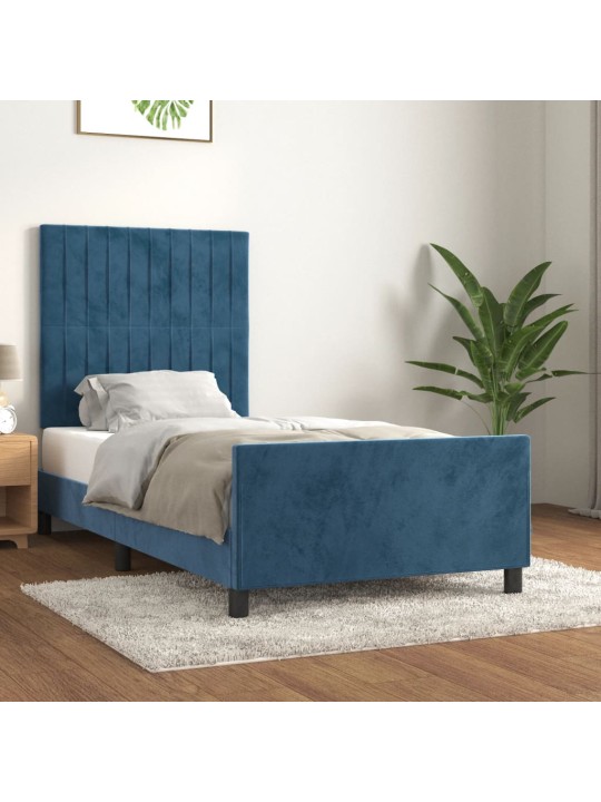Rám postele bez matrace tmavě modrý 90x200 cm samet