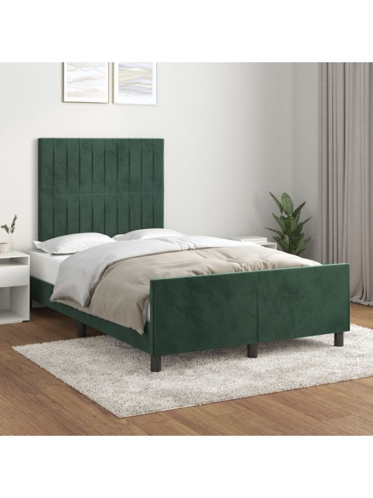 Rám postele bez matrace tmavě zelená 120 x 200 cm samet