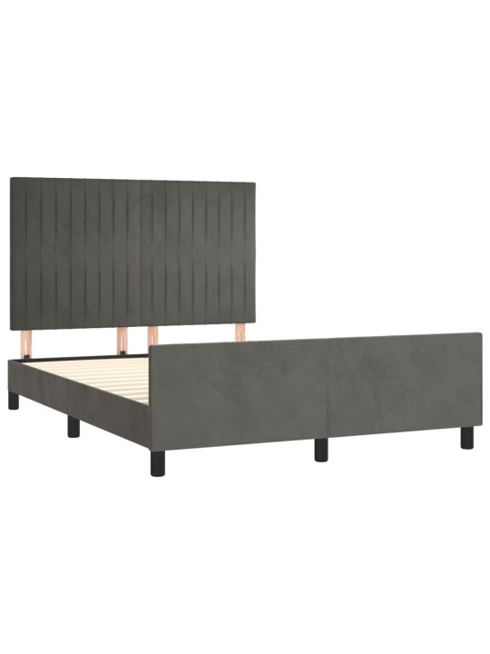 Rám postele bez matrace tmavě šedý 140 x 190 cm samet