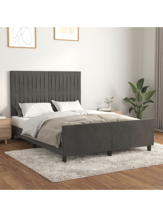 Rám postele bez matrace tmavě šedý 140 x 190 cm samet