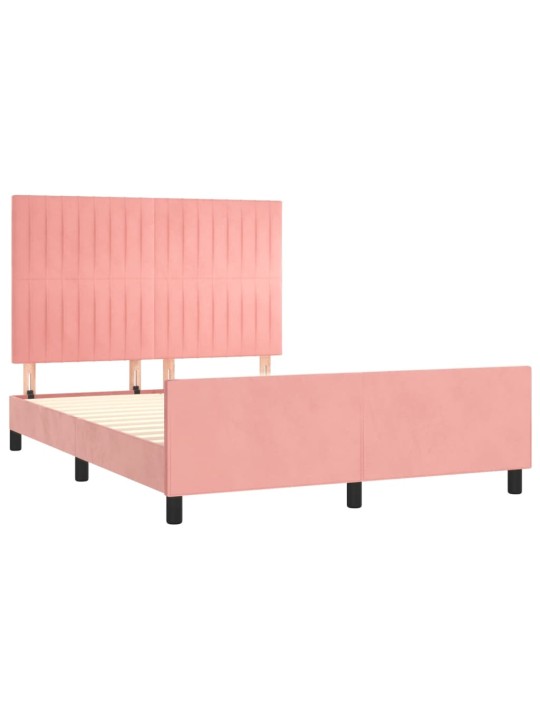 Rám postele s čelem růžový 140x190 cm samet