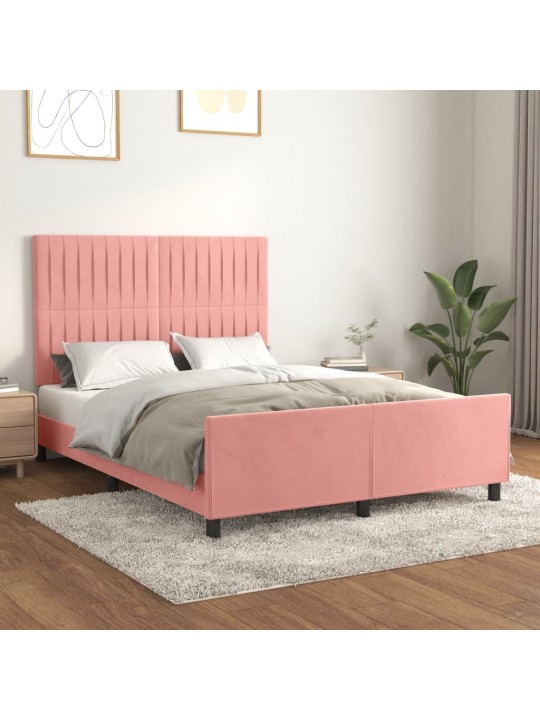 Rám postele s čelem růžový 140x190 cm samet
