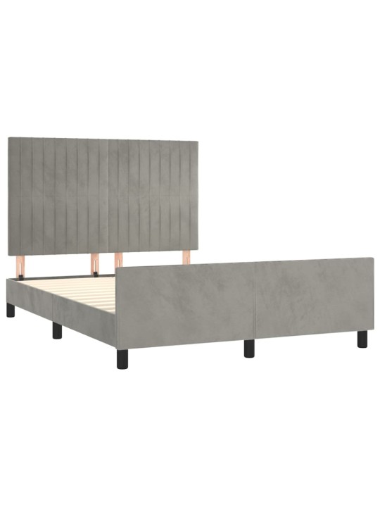 Rám postele bez matrace světle šedý 140 x 200 cm samet