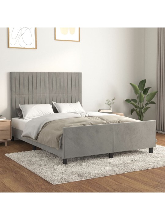 Rám postele bez matrace světle šedý 140 x 200 cm samet