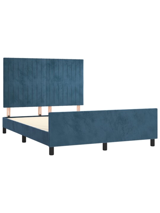 Rám postele bez matrace tmavě modrý 140x200 cm samet