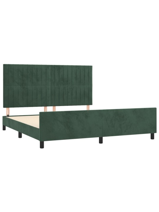 Rám postele s čelem tmavě zelený 180x200 cm samet