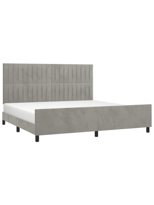 Rám postele bez matrace světle šedý 200 x 200 cm samet