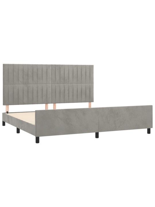 Rám postele bez matrace světle šedý 200 x 200 cm samet