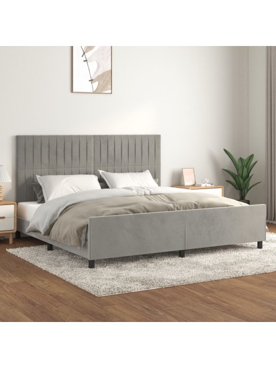 Rám postele bez matrace světle šedý 200 x 200 cm samet