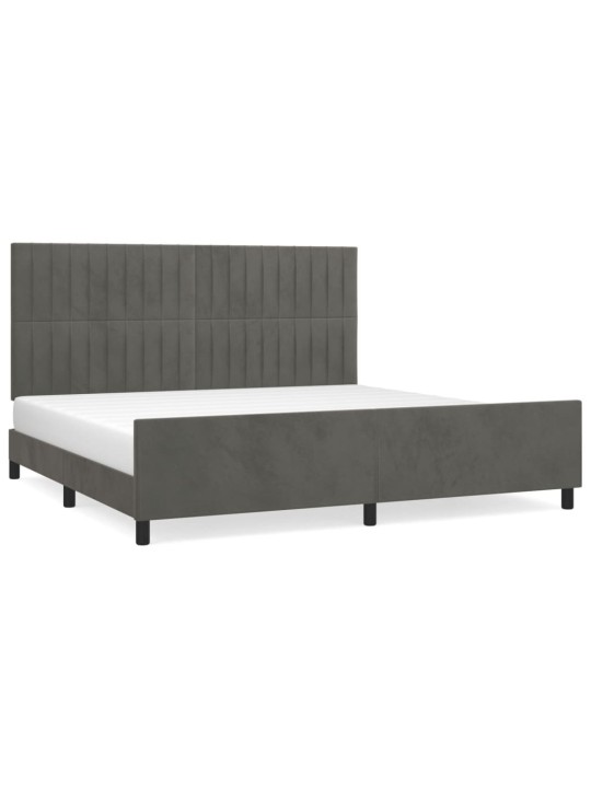 Rám postele bez matrace tmavě šedý 200 x 200 cm samet